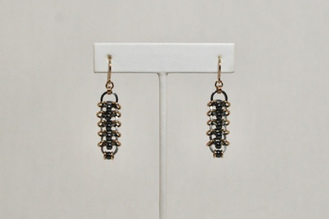 Beaded Centipede Earrings in 14kt Gold and Stainless Steel